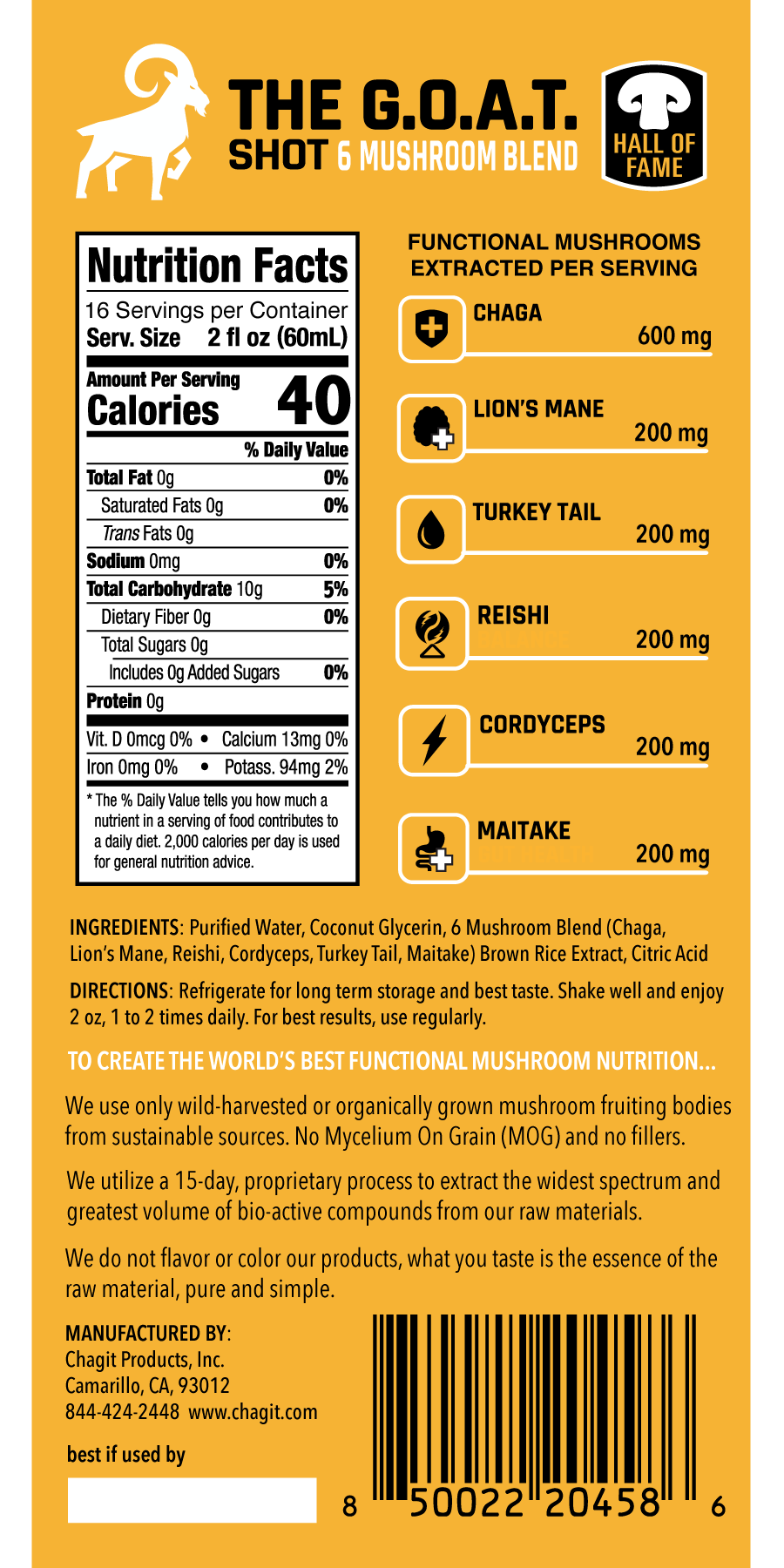 Six Mushroom Blend Shot - 32 oz Bottle - chagit360
