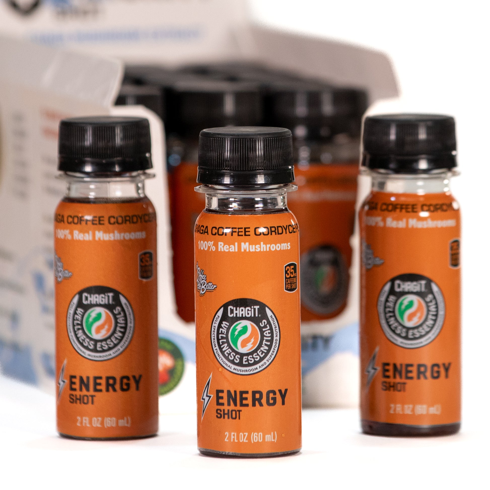 Mushroom Wellness Shot - Energy Shot - Box of 15 Shots - Chaga, Coffee, Cordyceps