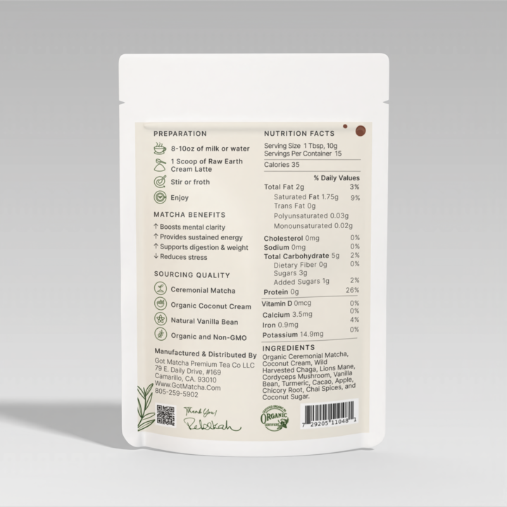 Raw Earth Functional Mushroom Elixir - Creme Latte - 150g - chagit360